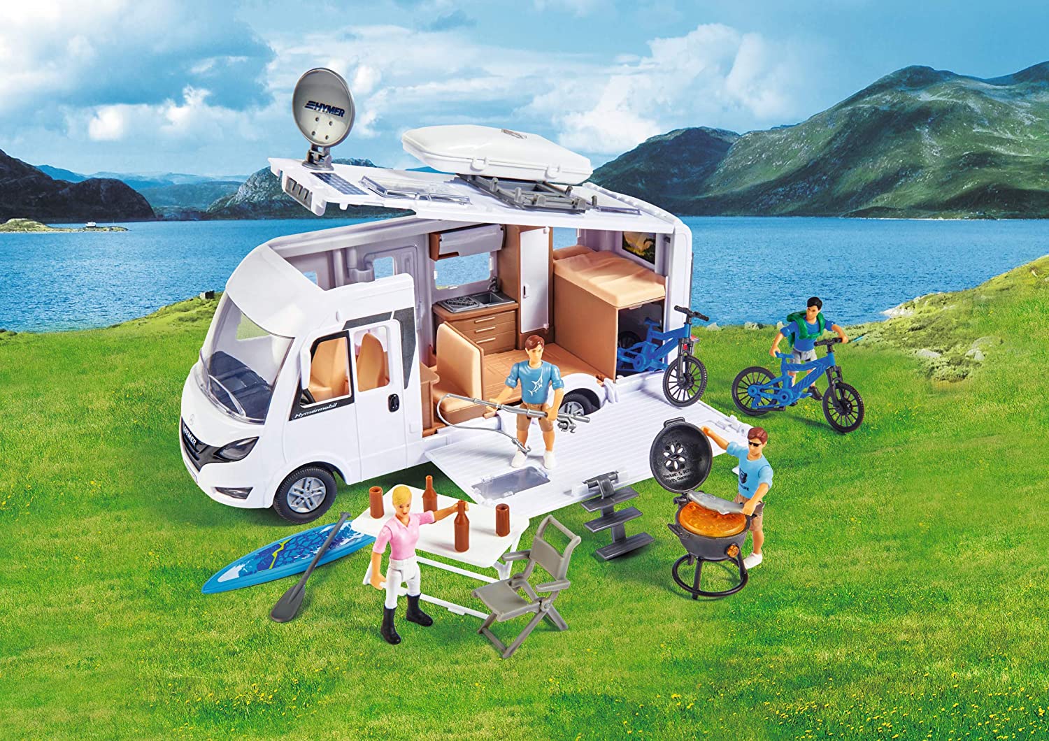 Honest Forwarder  Dickie Toys Playlife-Camper Set, Hymer Camping Van  B-Class, Camper, Roof, S
