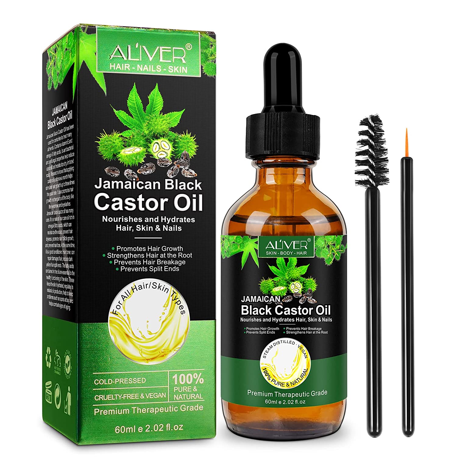 Honest Forwarder  hunelaer Cold Pressed Castor Oil, 100% Pure, Organic  Castor Oil for Hair Growth, Natural Castor Oil for Body, Hair, Nails,  Eyelashes, Eyebrows, Gentle and Non-Irritating, 60 ml