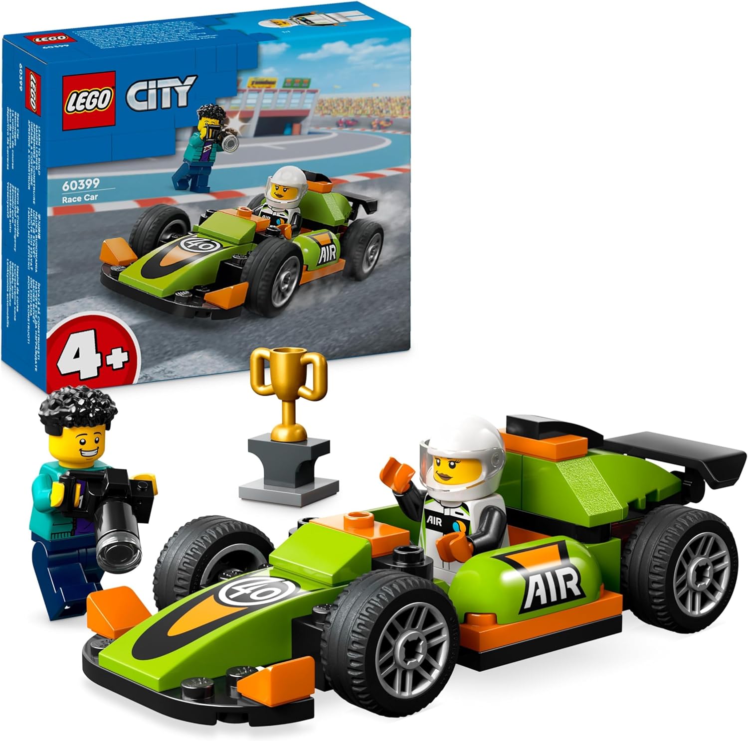 Honest Forwarder  LEGO City Racing Car, Toy Racing Car, Classic Sports Car,  Gift for Children, Car Construction Set for Boys and Girls from 4 Years  with 2 Mini Figures, Including A