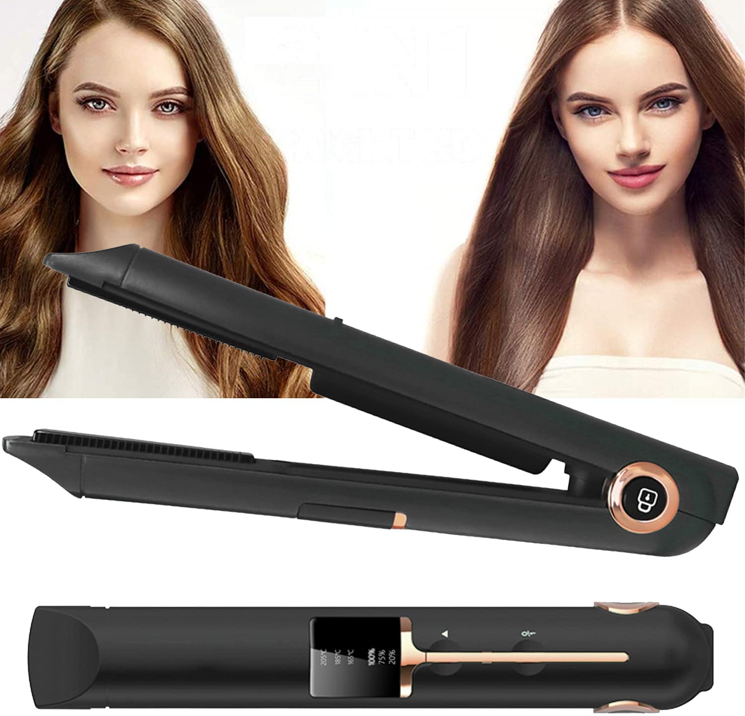 Honest Forwarder  PEALOV 2-in-1 curling iron and straightener, wireless  straightener, USB straightener and curler, 3 adjustable temperatures,  digital LCD display, rechargeable, with charging treasure function, quick  heating