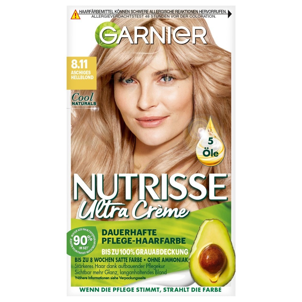 Nutrisse Forwarder Honest Ashy Ultra Color, 8.11 Permanent Hair No. - blond | Garnier light Cream Care