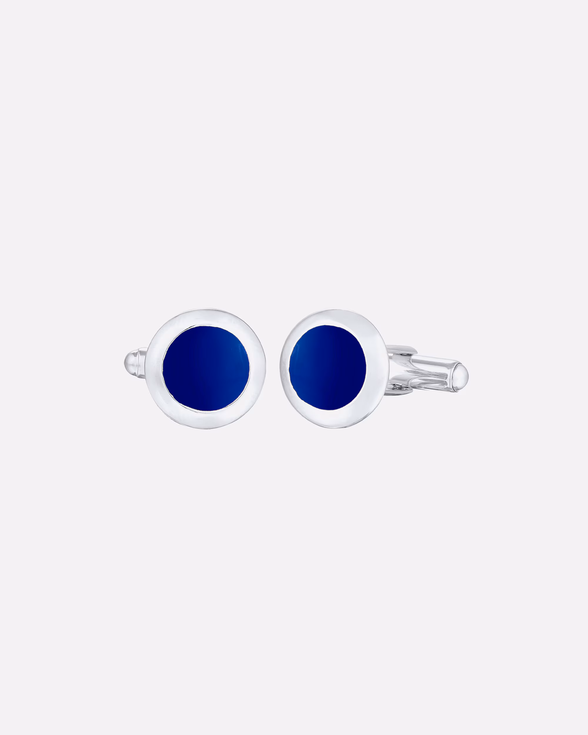 KUZZOI Manschettenknöpfe Basic Rund Klassik Geo Emaille Blau 925 Silber