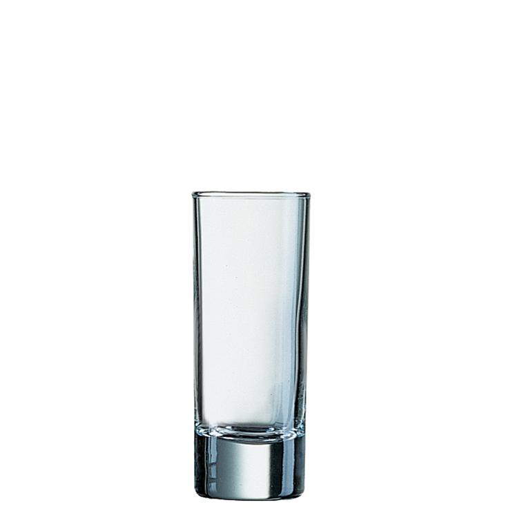 Liquor, shot glass Islande with filling line 2 + 4 cl |-| No. FH6, contents: 65 ml, H: 104 mm, D: 38 mm