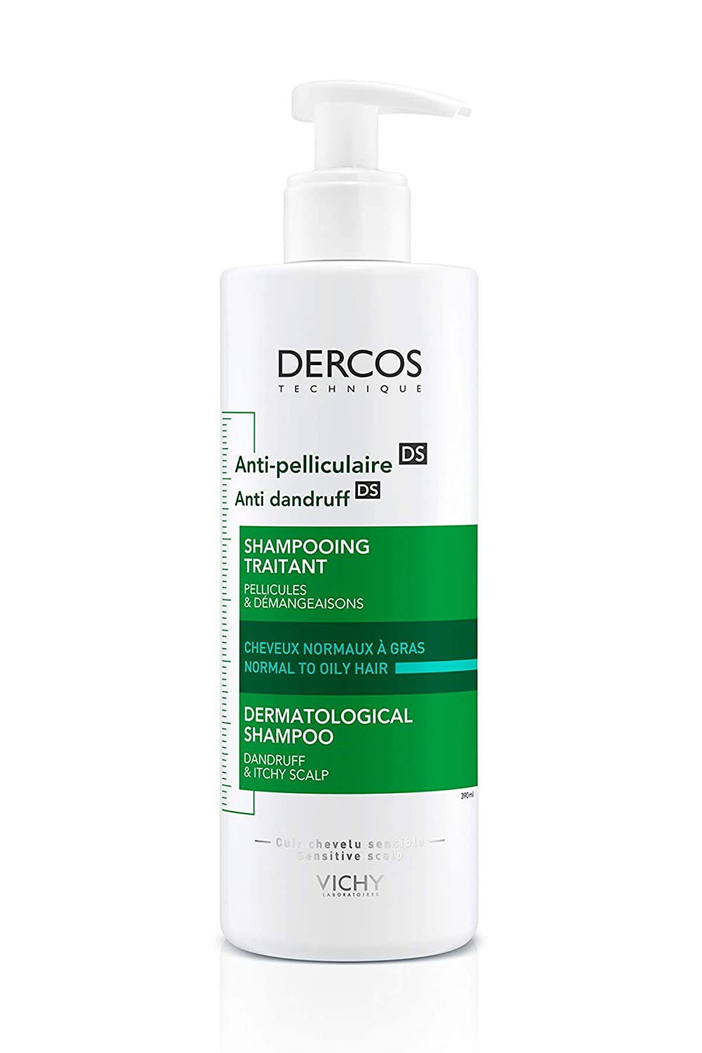 VICHY Dercos Anti-Pelliculaire Grass Shampooing Traitant 390 ml, ‎white