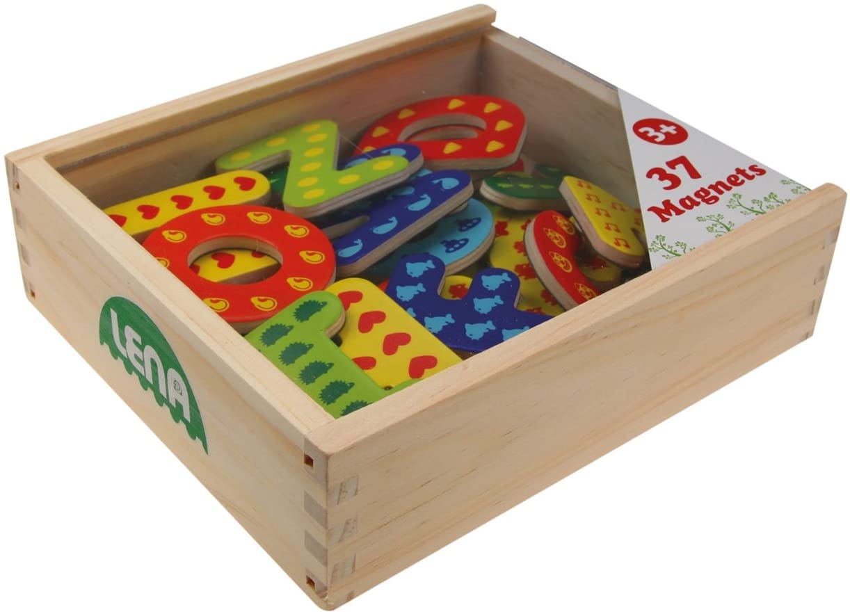 Lena 65823 - Educational Set With 37 Magnetic Wooden Letters With Initial S