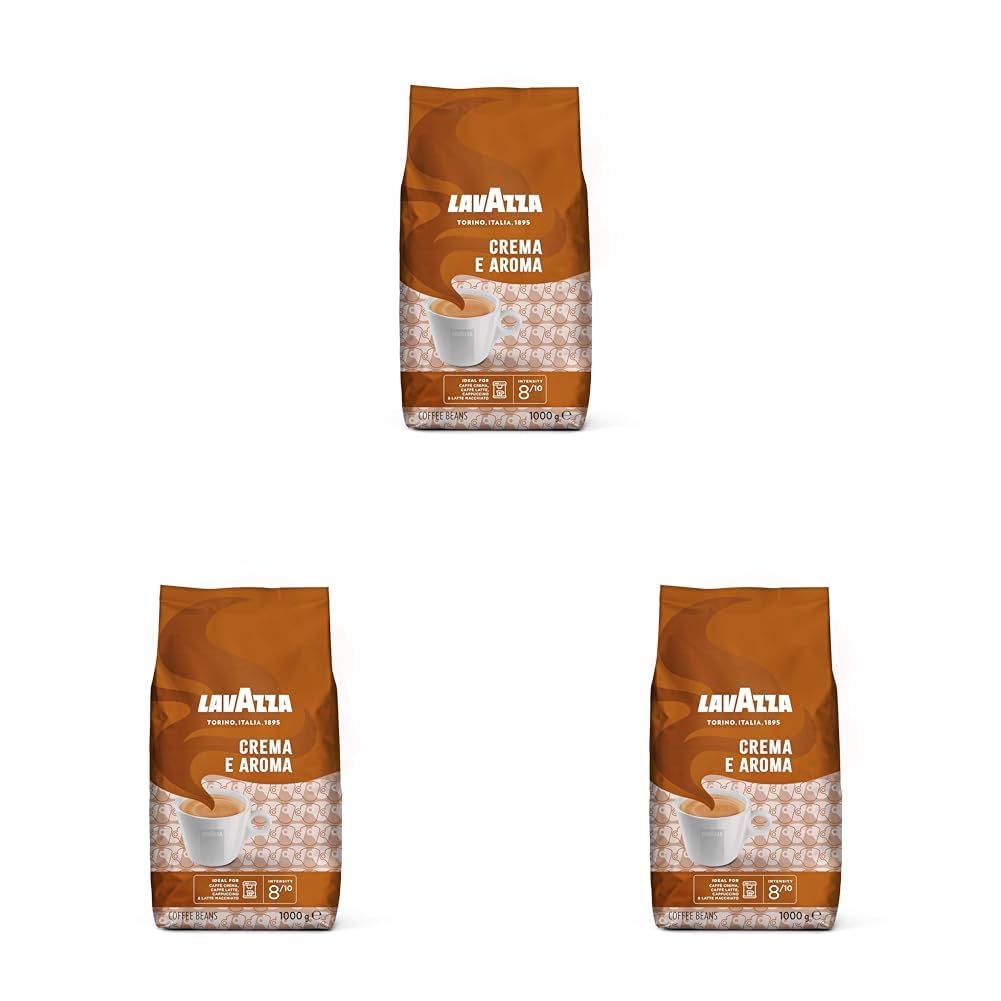 Lavazza, Crema e Aroma, Arabica and Robusta Coffee Beans, Ideal for Espresso Machines, with Chocolate Flavors, Rich and Full-bodied Flavor, Intensity 8/10, Medium Roast, 1 kg Pack
