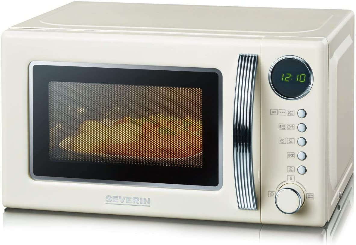SEVERIN Retro microwave with grill function and 3 years warranty extension, approx. 20 l: approx. 700 W, grill function approx. 1000 W Attractive Retro Design Digital Multifunction Display, 000