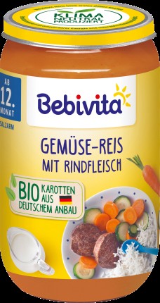 Menu vegetables-rice with beef, from the 12th month, 250 g
