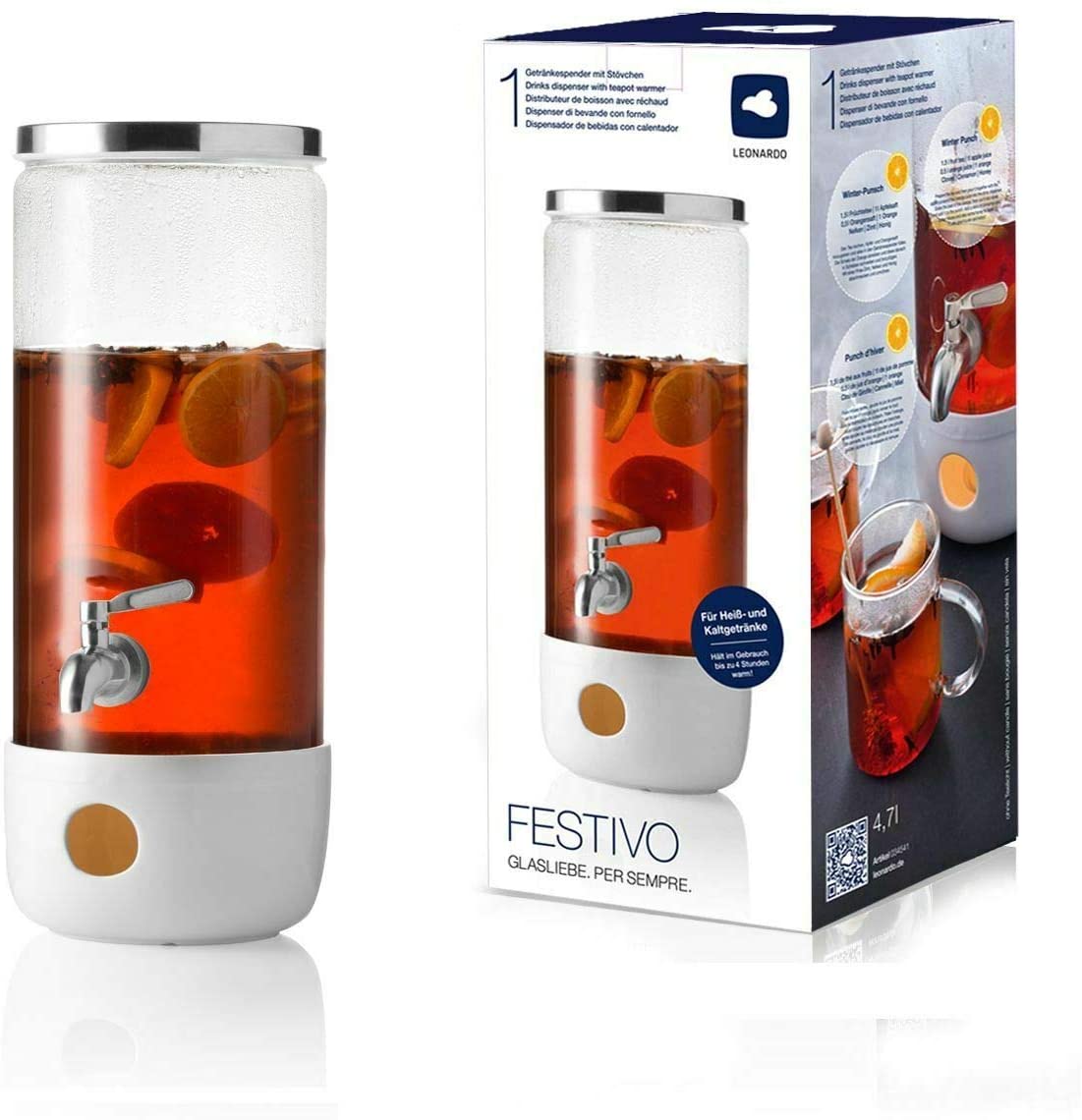 Leonardo Festival Drinks Dispenser Hot Drink Dispenser 4.7 L 17.5 x 41.5 x 17.3 cm