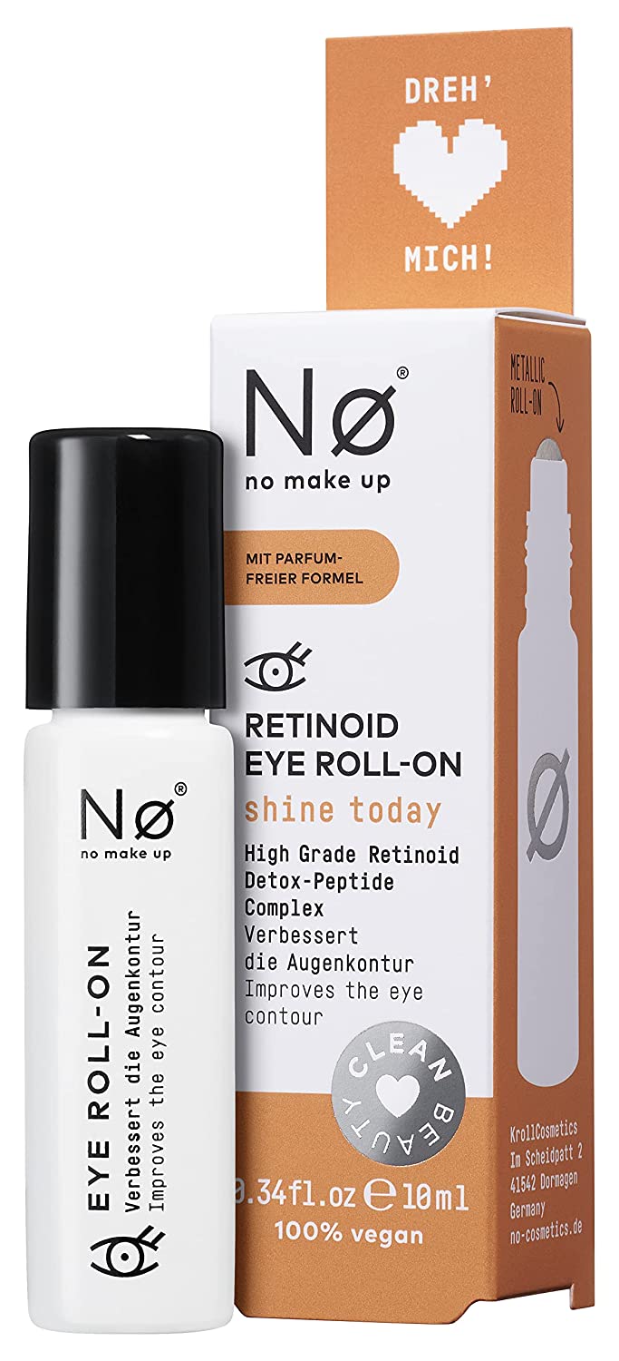 Nø shine today Retinoid Eye Roll-On - 10 ml - Eye Roll-On Reduces Mimic Wrinkles, Bags and Dark Circles - Fresh Kick for Tired Eyes - with Particularly Compatible Retinoid, ‎orange