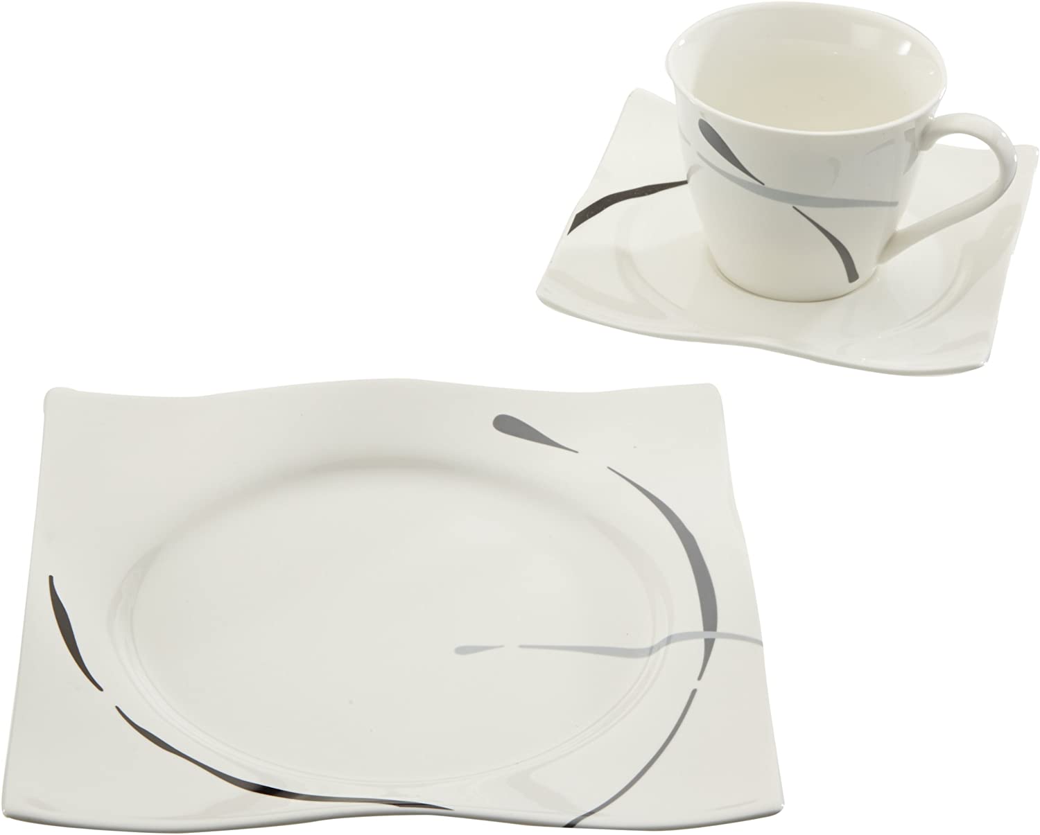 Ritzenhoff & Breker Dacapo Coffee Tableware 18 Pieces, High Quality Porcelain, Dishwasher Safe, 582758