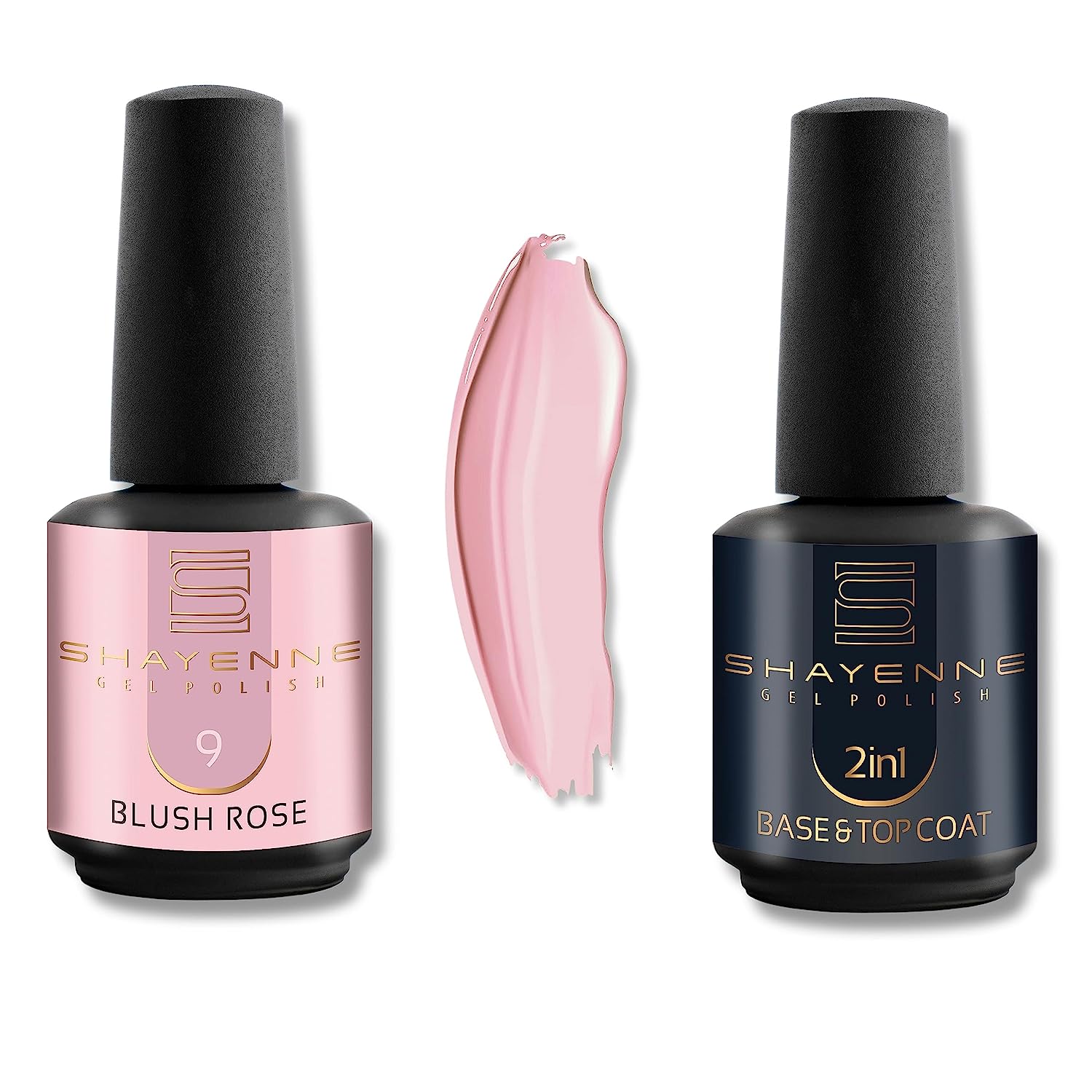 Shayenne uv gel nail polish 9 blush rose pink 15 ml set of 2 uv led lamp + 2-in-1 base coat and top coat 15 ml (30 ml) base coat with top coat nail polish gel shellac