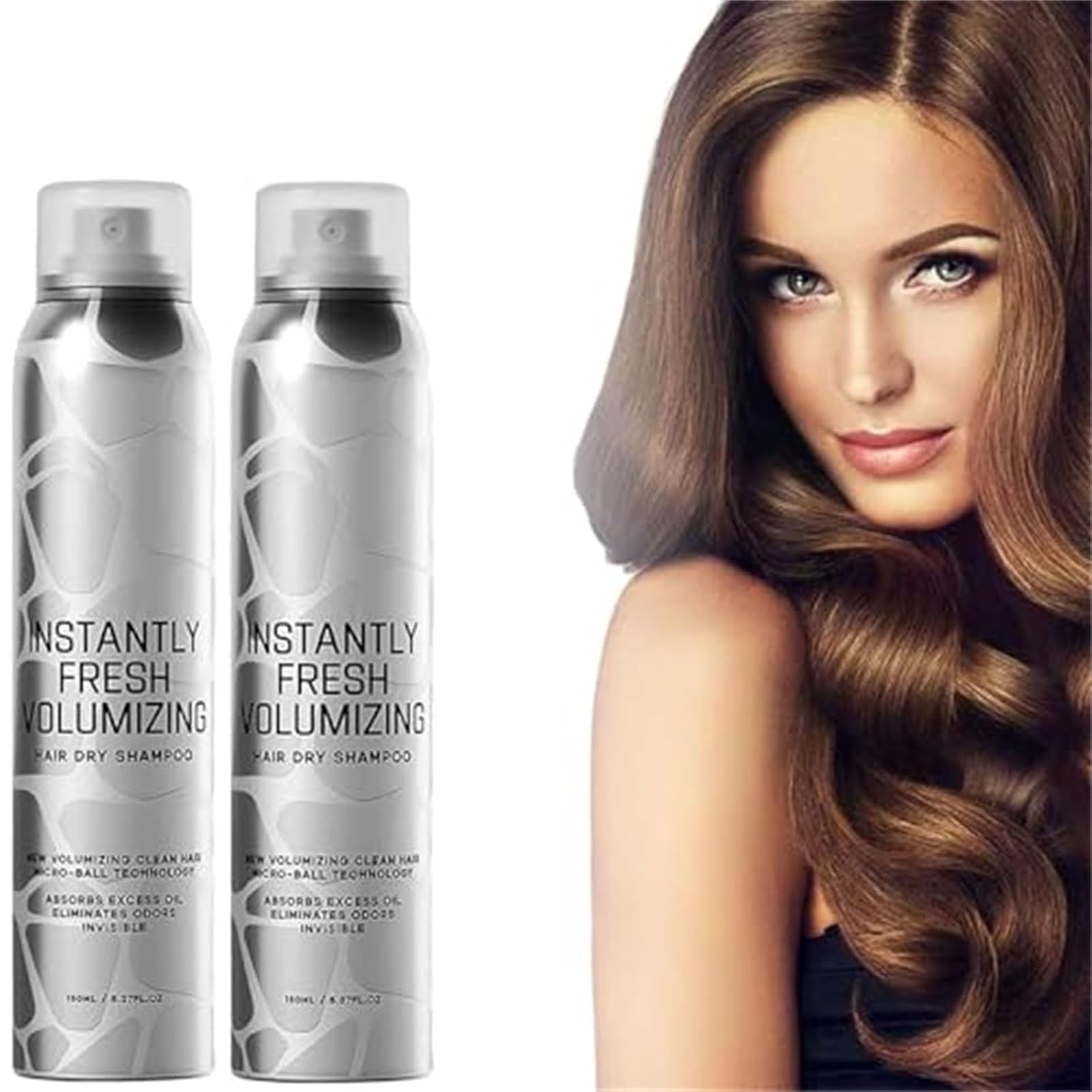 Volumizing Dry Shampoo Spray - Natural Dry Shampoo with Peppermint & Lavender for Instantly Fresh Volumizing Hair Dry Shampoo, Create a Refreshing Hairstyle, 150 ml (2 Pieces)