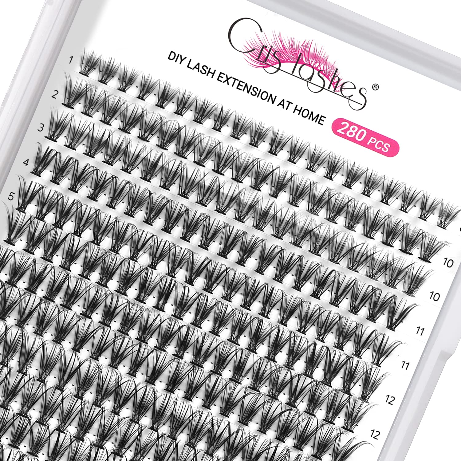 78 Pieces Crislashes DIY Individual Eyelashes, Single C Curl, 14 mm, 13 Lines, Reusable Segments, Individual Eyelashes, Naturally Light and Soft DIY Eyelash Extension at Home (B-C Curl-14 mm), c-curl ‎natural