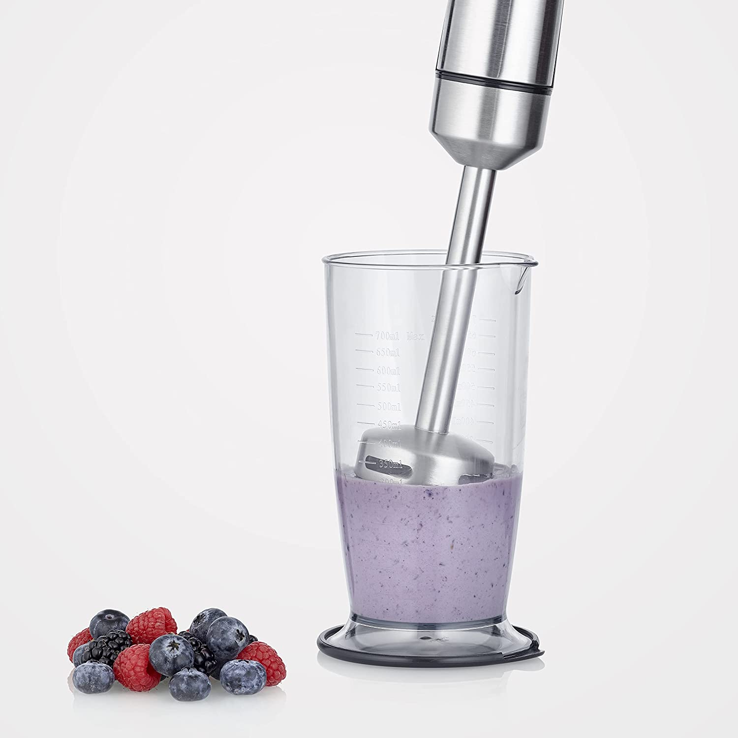 SEVERIN Hand Blender, Powerful Stainless Steel Mixing Rod with 4-Blade Stainless Steel Blade and Mixing Container Included, 1,000 W, SM 3773