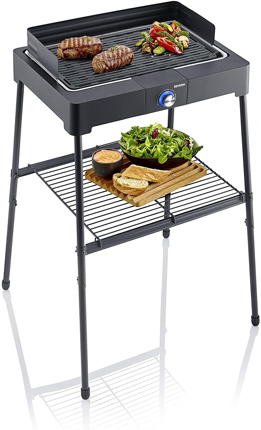 SEVERIN PG 8563 Standing Grill with Aluminium Grill Plate and Stand Frame, Black