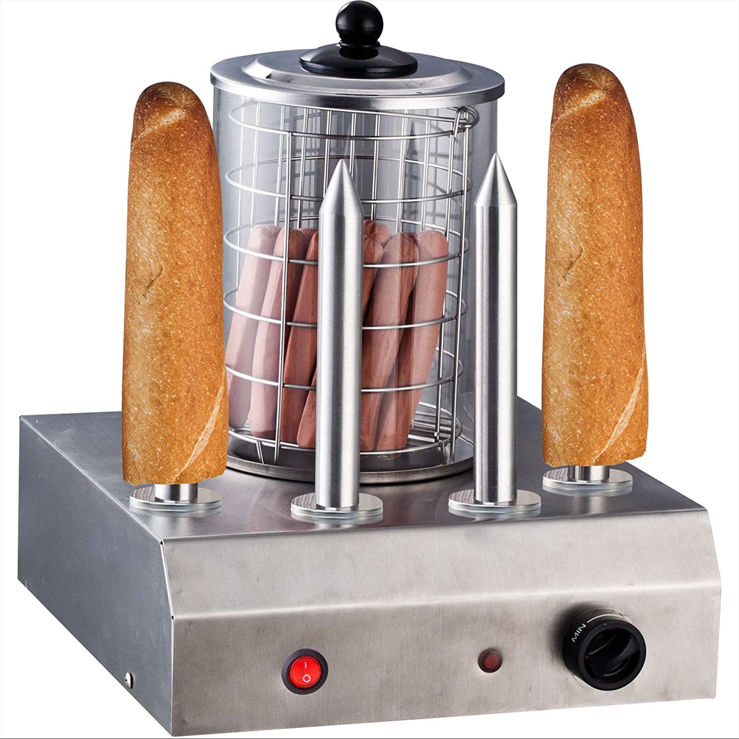 Syntrox Germany Stainless steel hot dog maker, 4 skewers