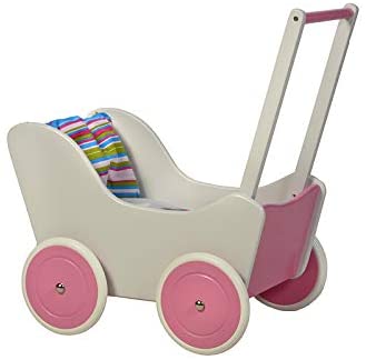 Kidsmax Wooden Dolls Pram Walker With Choice Of Colours And Models