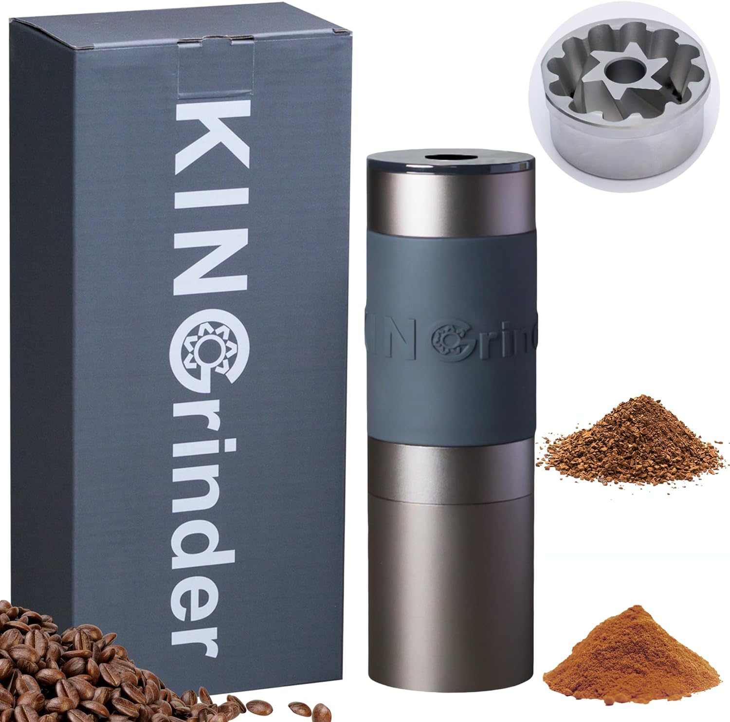 Kingrinder K2 Iron Gray Manual Hand Coffee Grinder 140 Adjustable Grinding Levels for Aeropress French Press Drip Espresso with Mounting Consistency Stainless Stainless Steel Conical Milling Grinder