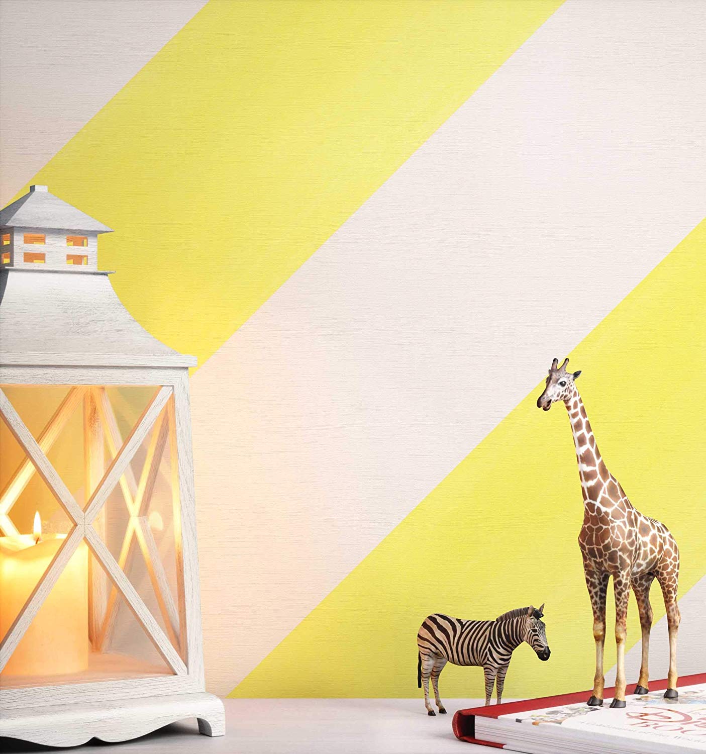 Newroom Childrens Wallpaper Yellow Slanted Stripes Non-Woven Wallpaper Chi