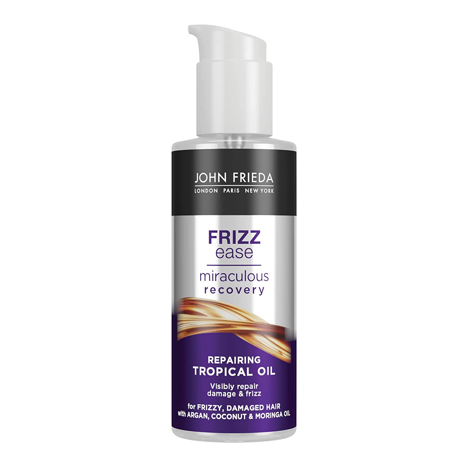 John Frieda Frizz Ease Hair Oil - Wunder Repair Series - Contents: 100 ml - Anti-Frizz Effect - Hair Type: Unruly, Frizzy, Damaged and Stressed, ‎purple