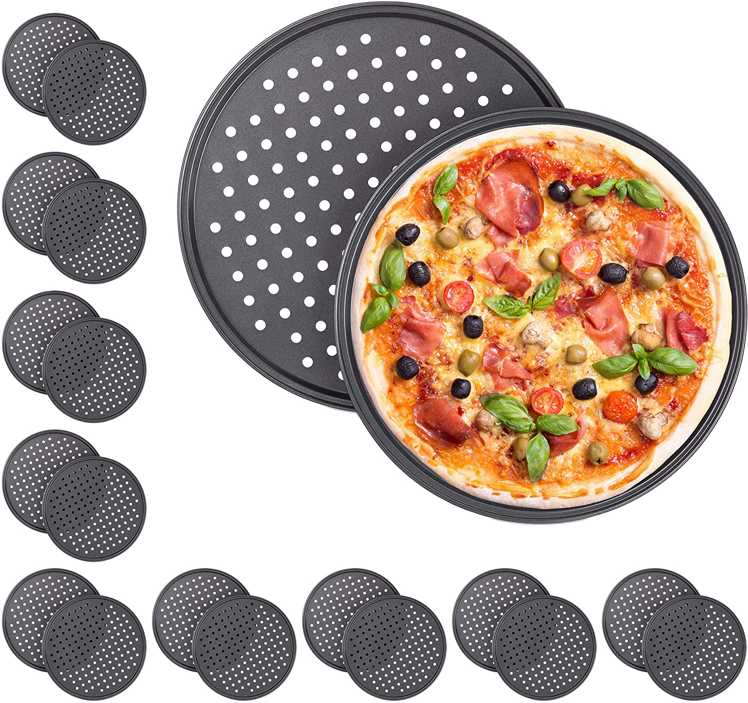 Relaxdays Set x Pizza Crisping Tray D: 32 cm.