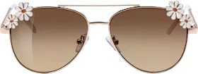 Sunglasses Kids Aviator Bill with gold-colored frame & white flowers, 1 piece