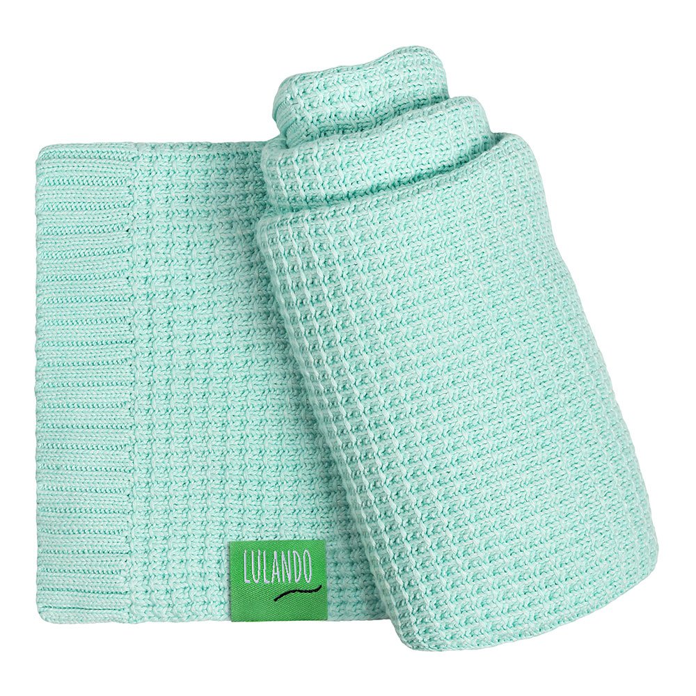 LULANDO Bamboo blanket, 80 x 100 cm, small duvet, blanket for pram, for all seasons, 100% natural materials, made of cotton and bamboo, anti-allergic, environmentally friendly (mint)