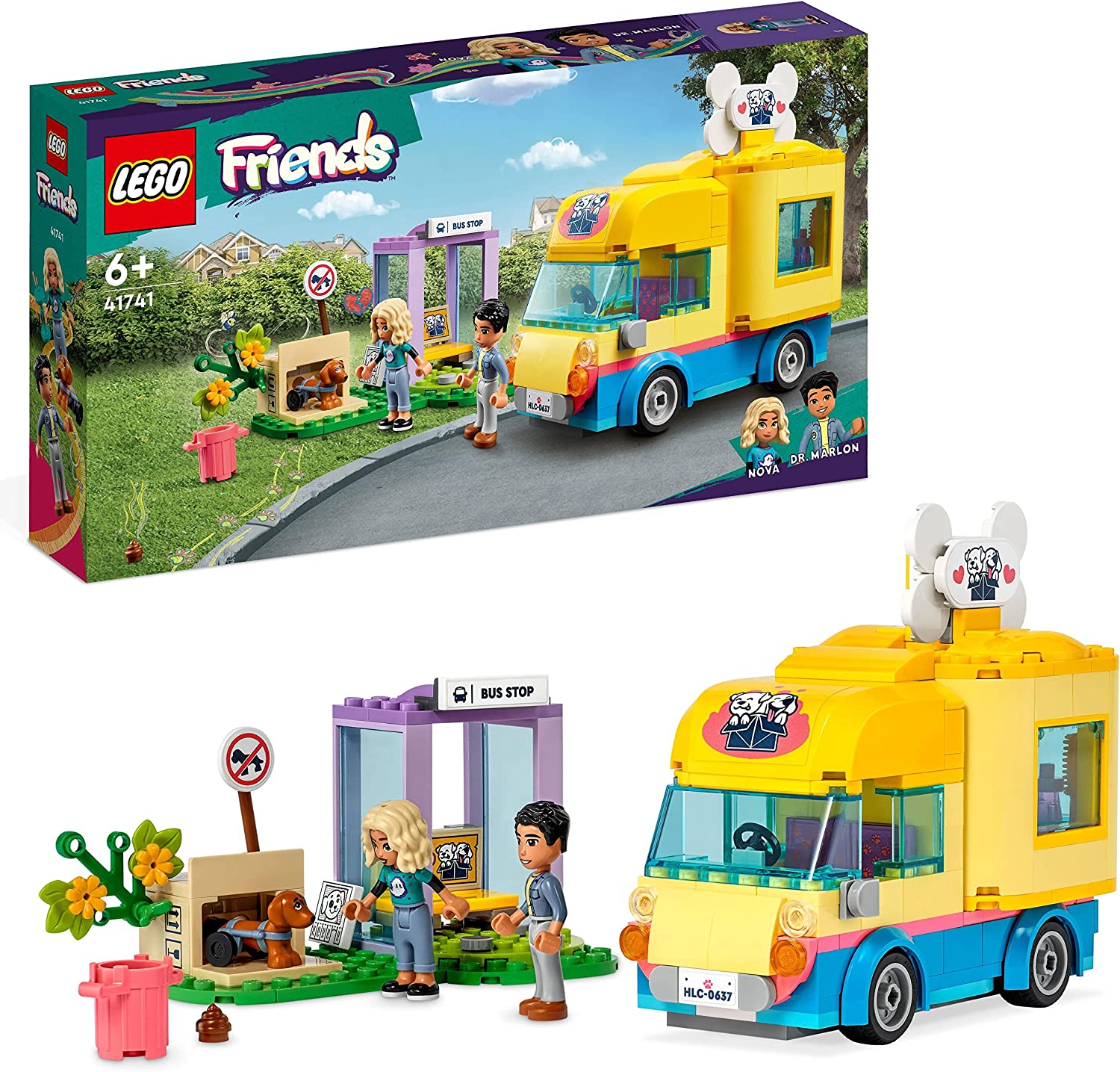 LEGO 41741 Friends Dog Rescue Van, Animal Rescue Toy Van with Pets and Mini Dolls from 2023, Animal Toy for Girls and Boys from 6 Years