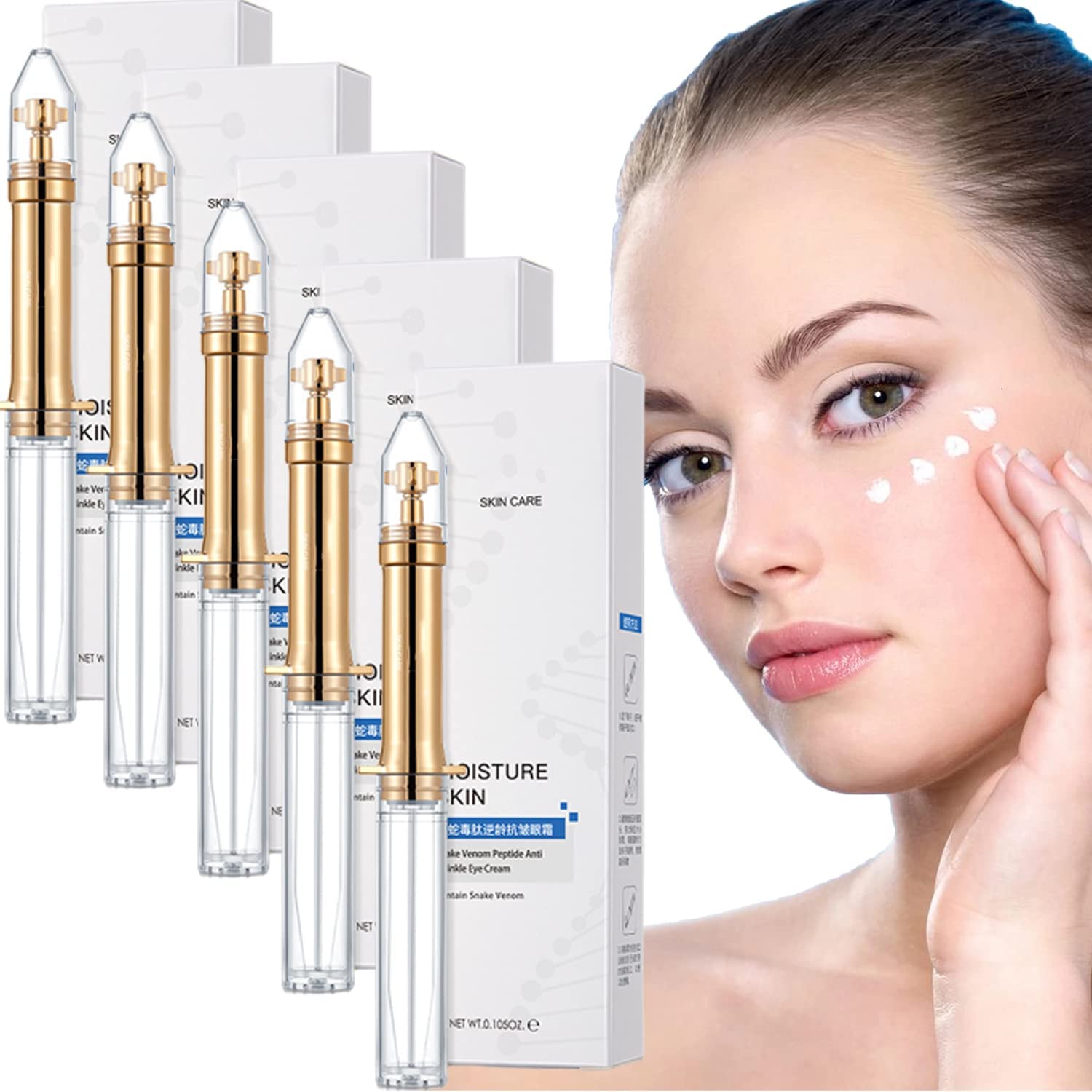 OWSEN Snake Venom Peptide Anti-Wrinkle Eye Cream, Snake Venom Eye Cream, Remove Eye Bags/Dark Circles/Eye Wrinkles, Anti-Ageing Eye Cream, Anti-Wrinkle Firming Eye Serum (5 Pieces), pieces.