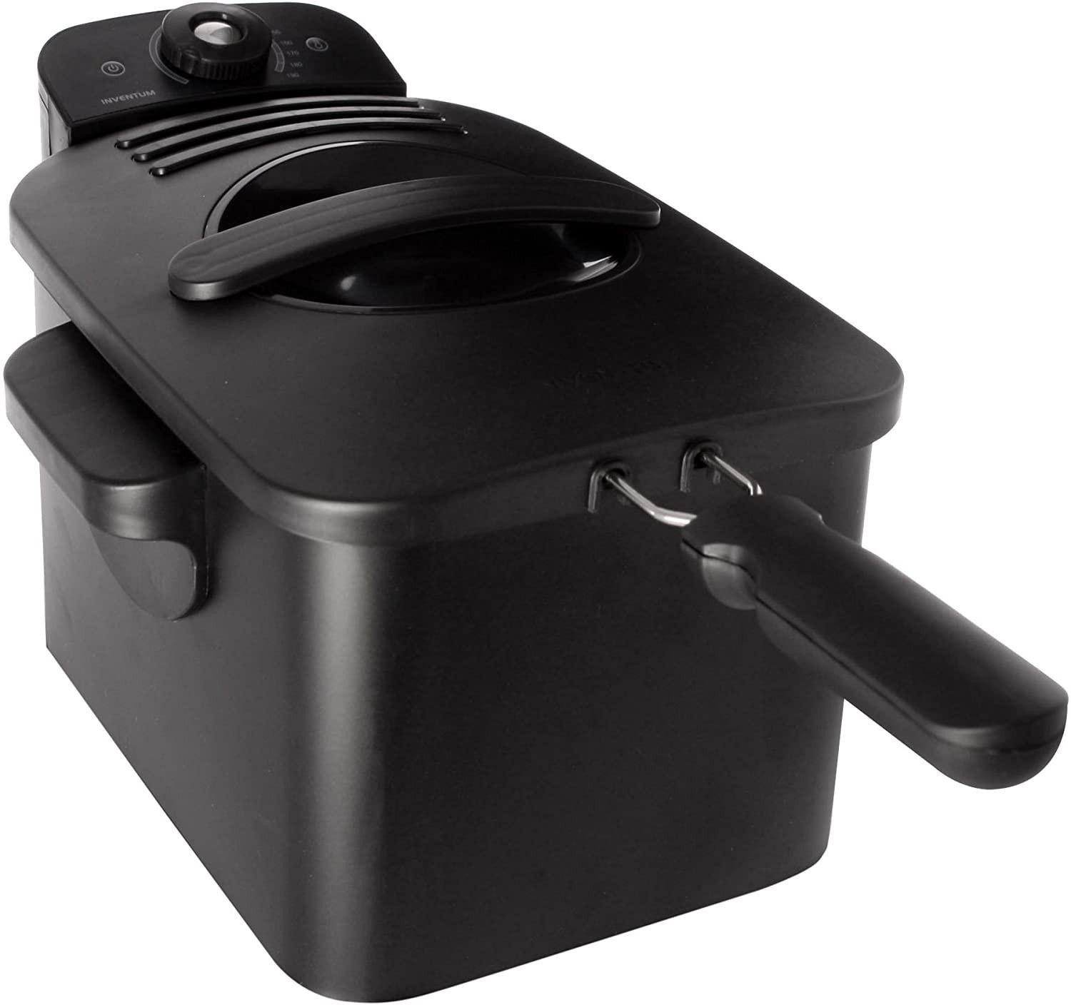 Inventum GF431B-UK Black Metal Coolzone Deep Fat Fryer with Non-Stick Frying Basket, 2200 Watt