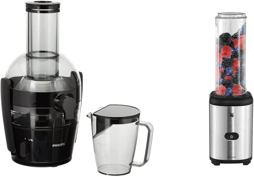 Philips Domestic Appliances Juicer - 800 W, 2 L, NutriU Recipe App (HR1856/70) & WMF Kult X Mix & Go Mini Smoothie Maker, Stand Mixer, Electric Blender, Shake Mixer 300 W, Tritan Plastic Bottle