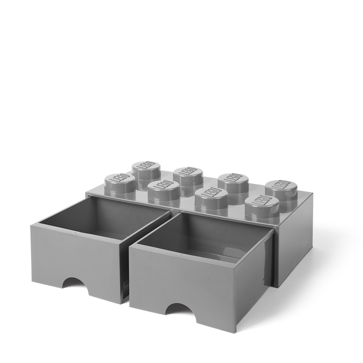 Lego Brick Drawer 8 Buttons, 2 Drawers, Stackable Storage Box, Grey, 194 M.