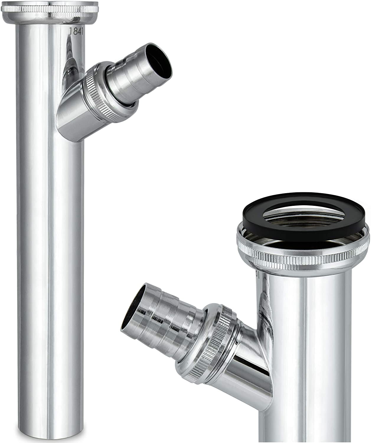 Siphonly Adjustable pipe 1 1/4 inch, diameter 32 mm, siphon extension for sink drain fittings, siphon extension with drain connection, made of high-quality chrome-plated brass, length 200 mm
