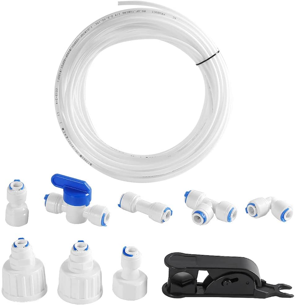 ADDLIVE Water Inlet Pipe Connection Set 15 m, Fridge Hose 1/4, Connector for Water Filter, Water Inlet Pipe Universal Connection Set for Ice Maker, Coffee Machine, Boiling Water Machine