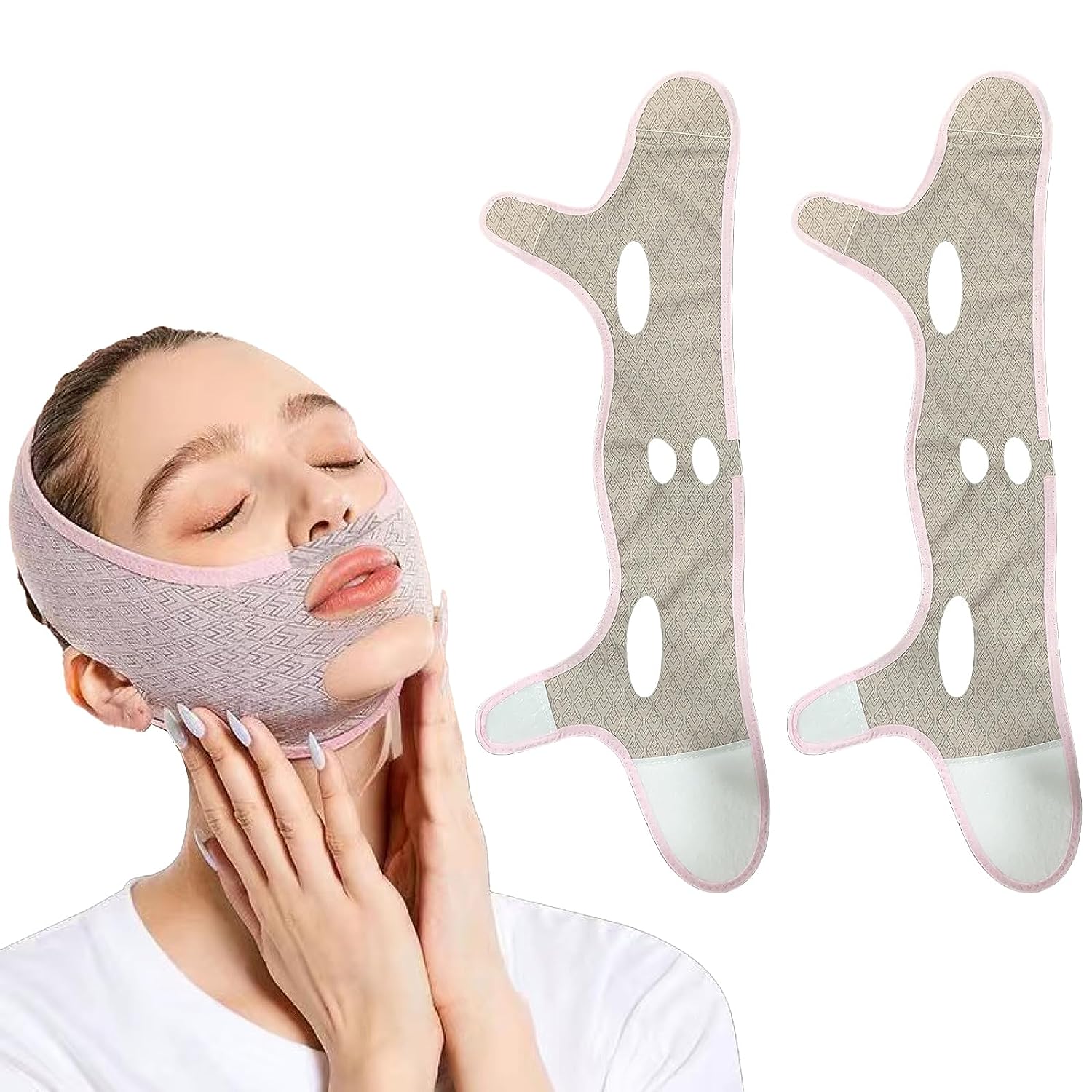Reusable V Line Mask Sculpting Sleep Mask: Pack of 2 Double Chin Reducing Mask for Women and Men, Face Slimming Strap, Saggy Face Skin
