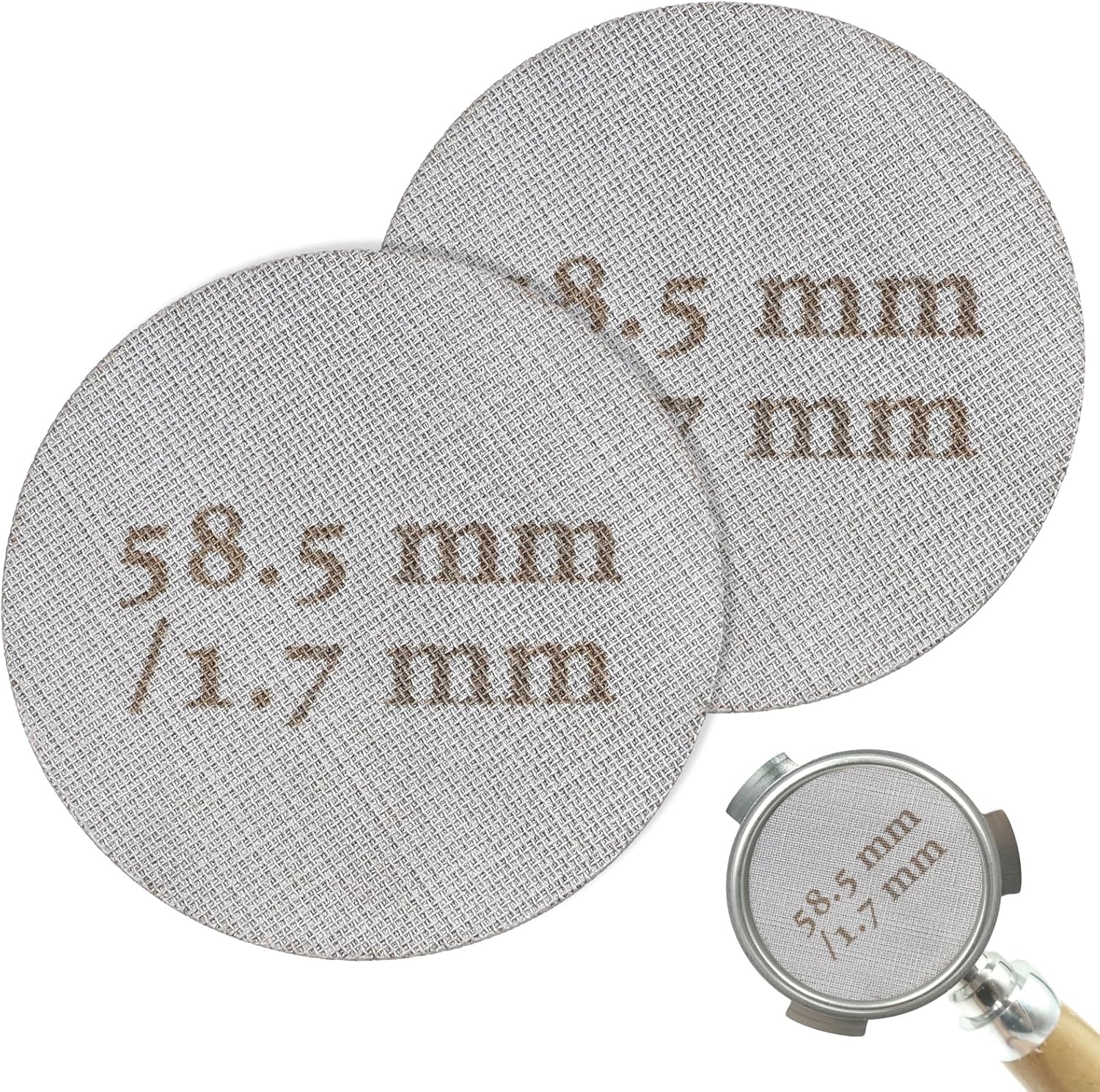 AOZUO Pack of 2 Puck Screen 58.5 mm, Puck Screen 1.7 mm Thick Espresso Strainer for Portafilter, Reusable Rustproof Stainless Steel Coffee Portafilter Accessories