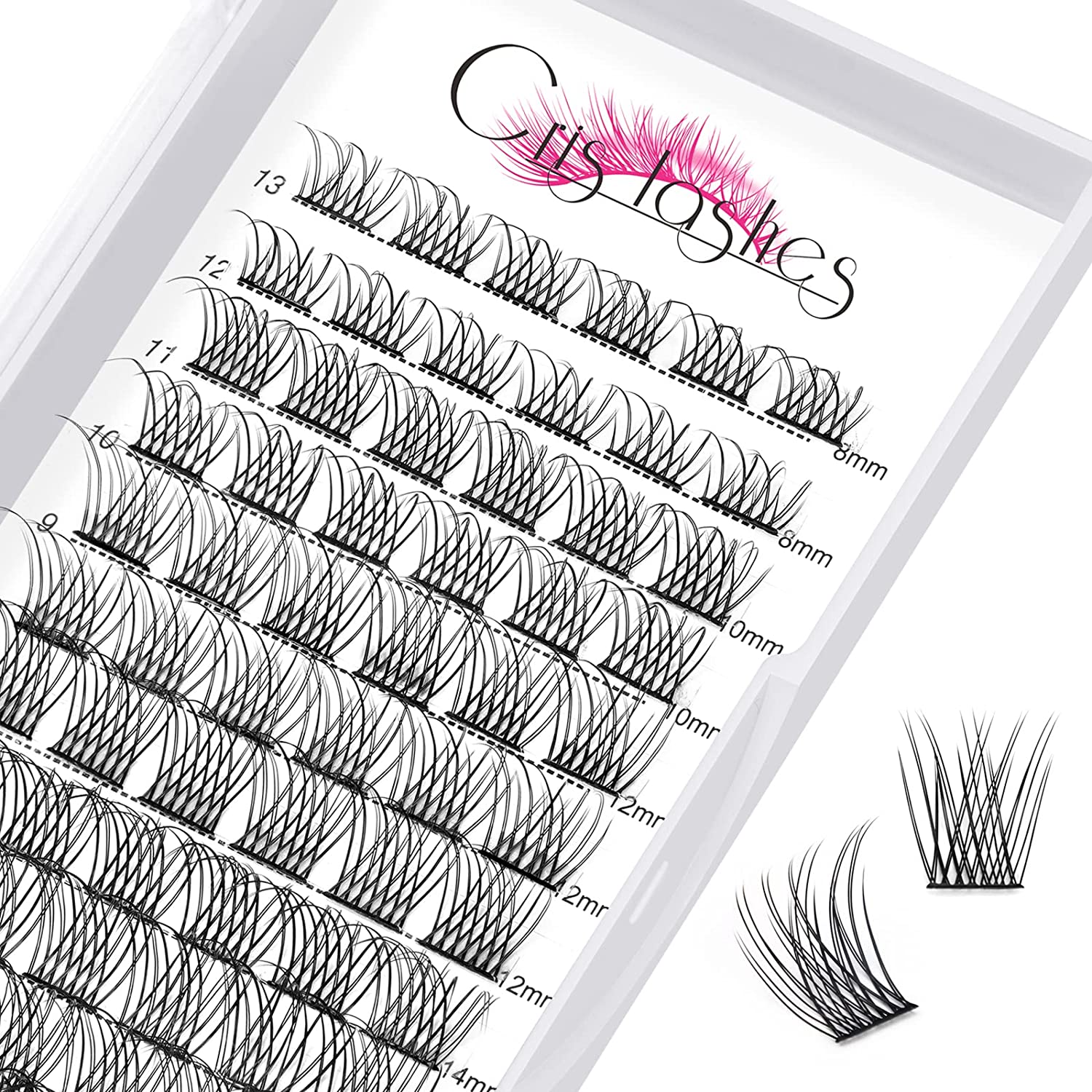 78 pieces Crislashes DIY Individual Eyelashes, Single C Curl Mix, 8-16 mm, 13 Lines Mixed Segments, Individual Eyelashes, Naturally Light and Soft DIY Eyelash Extension at Home (B-C Curl Mix 8-16 mm), c-curl ‎natural