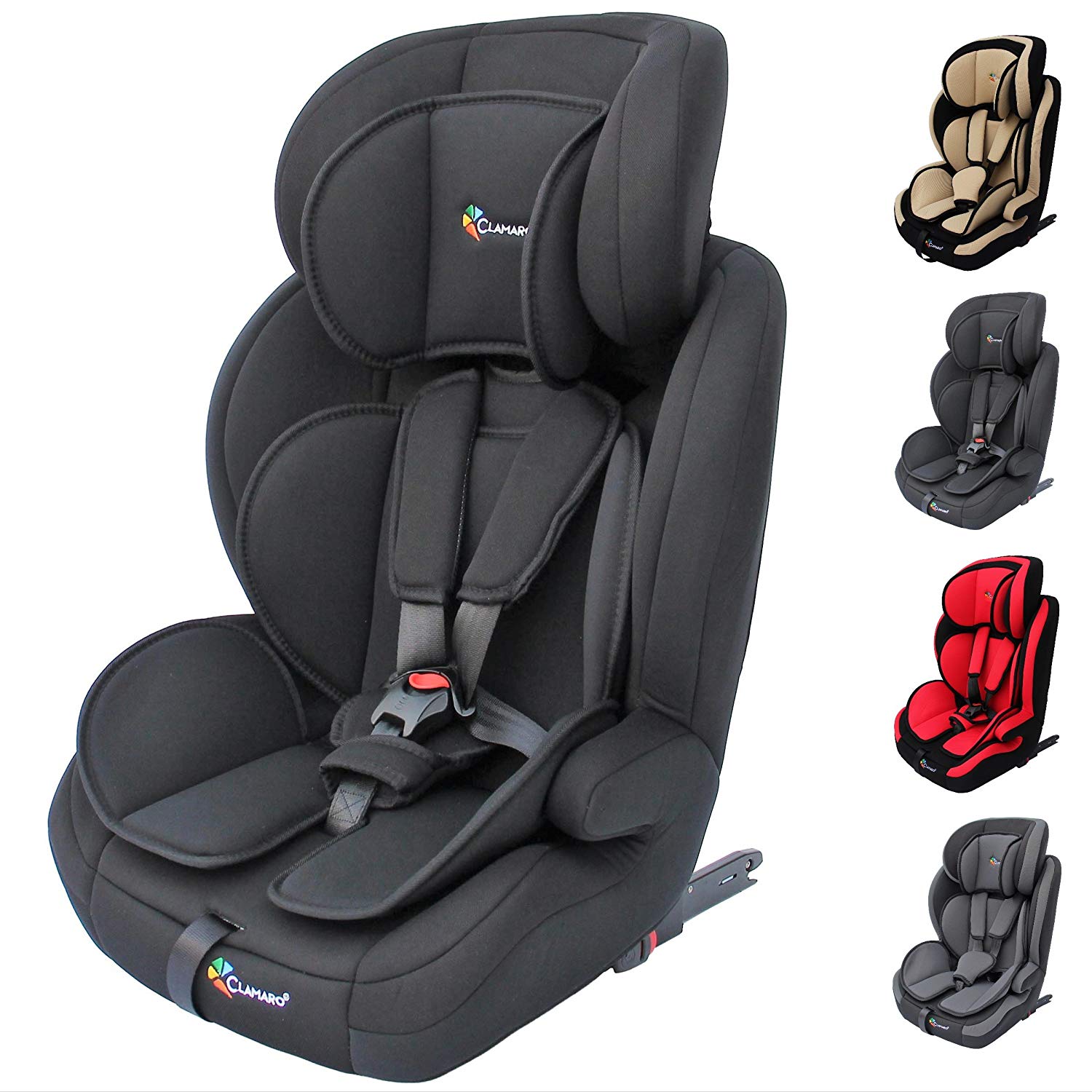 Clamaro Guardian Isofix Child Car Seat 9-36 kg ISOFIX Grows with the Child, Child Car Seat for Children from 1-12 Years (Group 1I, II, III), Isofix and Top Tether, ECE R44/04 Approval - Beige Black