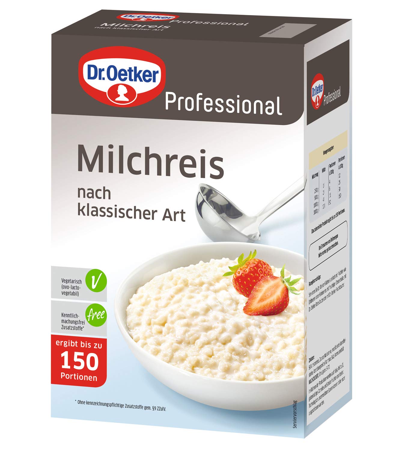 Dr. Oetker Professional, Milchreis nach klassischer Art, Milchreispulver in 3 kg Packung, 1-39-252306