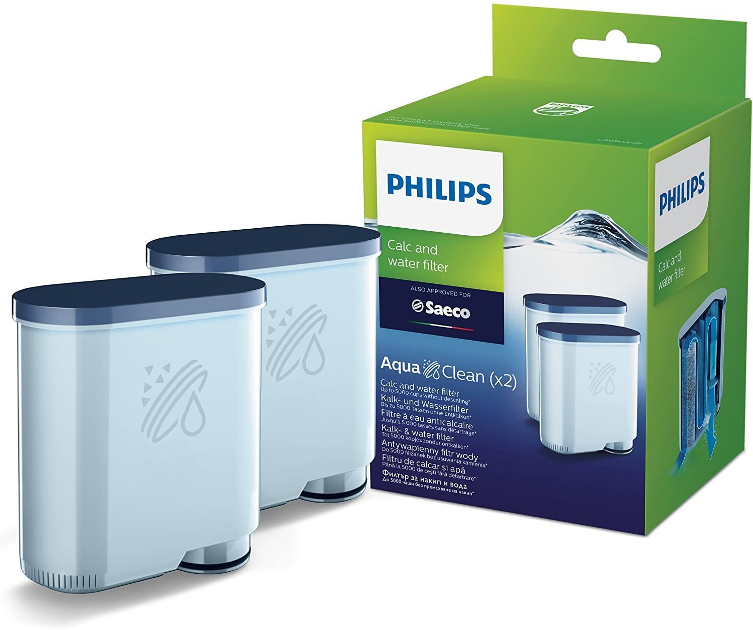 Philips Kalk CA6903 / 22 Aqua Clean water filter for coffee machines, double pack, plastic