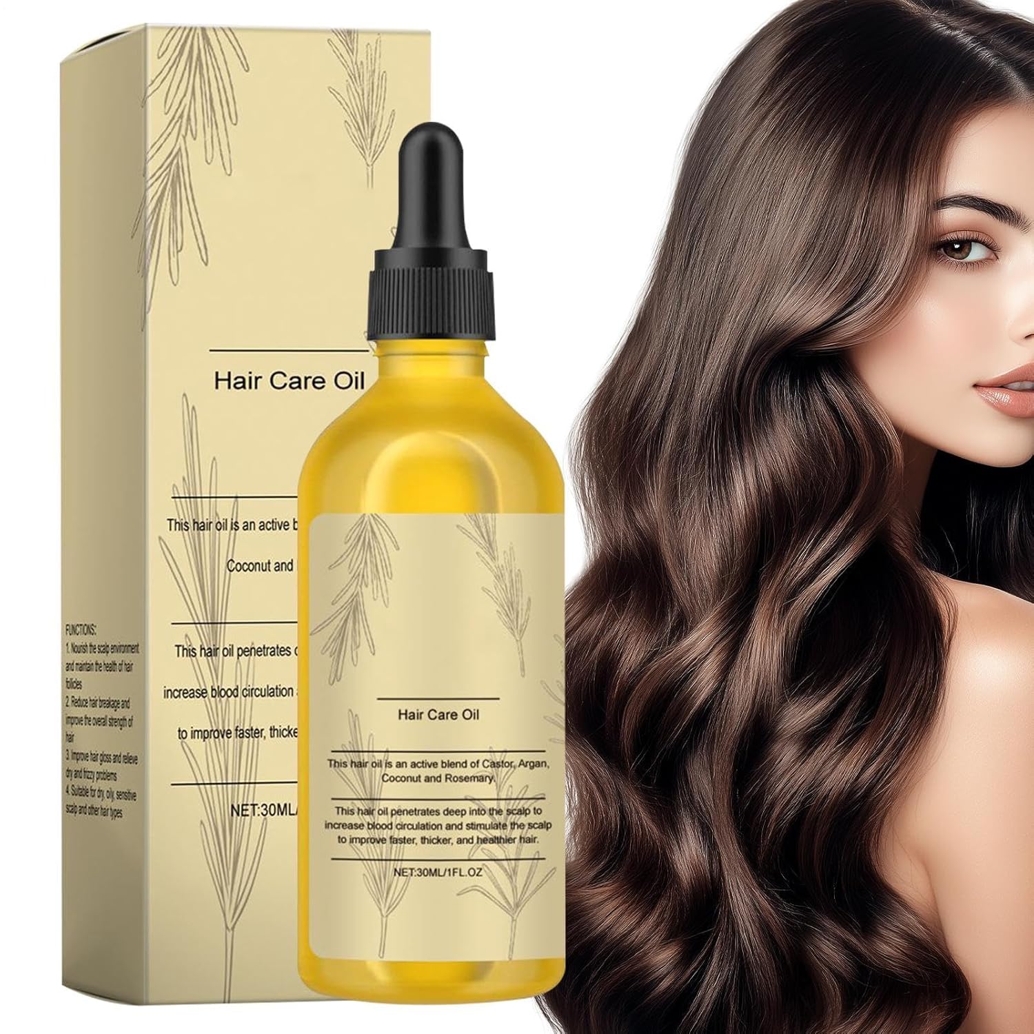 Dry Hair Oil, 30 ml Natural Hair Repair Drops, Frizz Control & Root Bond Treatments, Lightweight Nourishing Formula, for Damaged Hair, Women & Men Haird Loss Prevention