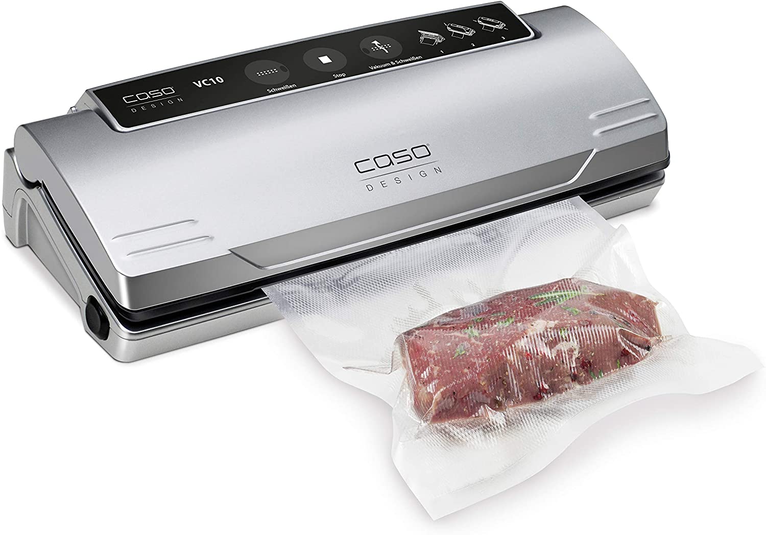 CASO VC10 vacuum sealer - test winner at Stiftung Warentest, vacuum sealer, food remains vacuumed up to 8x longer fresh, 30cm long & stable weld, including 10 professional foil bags