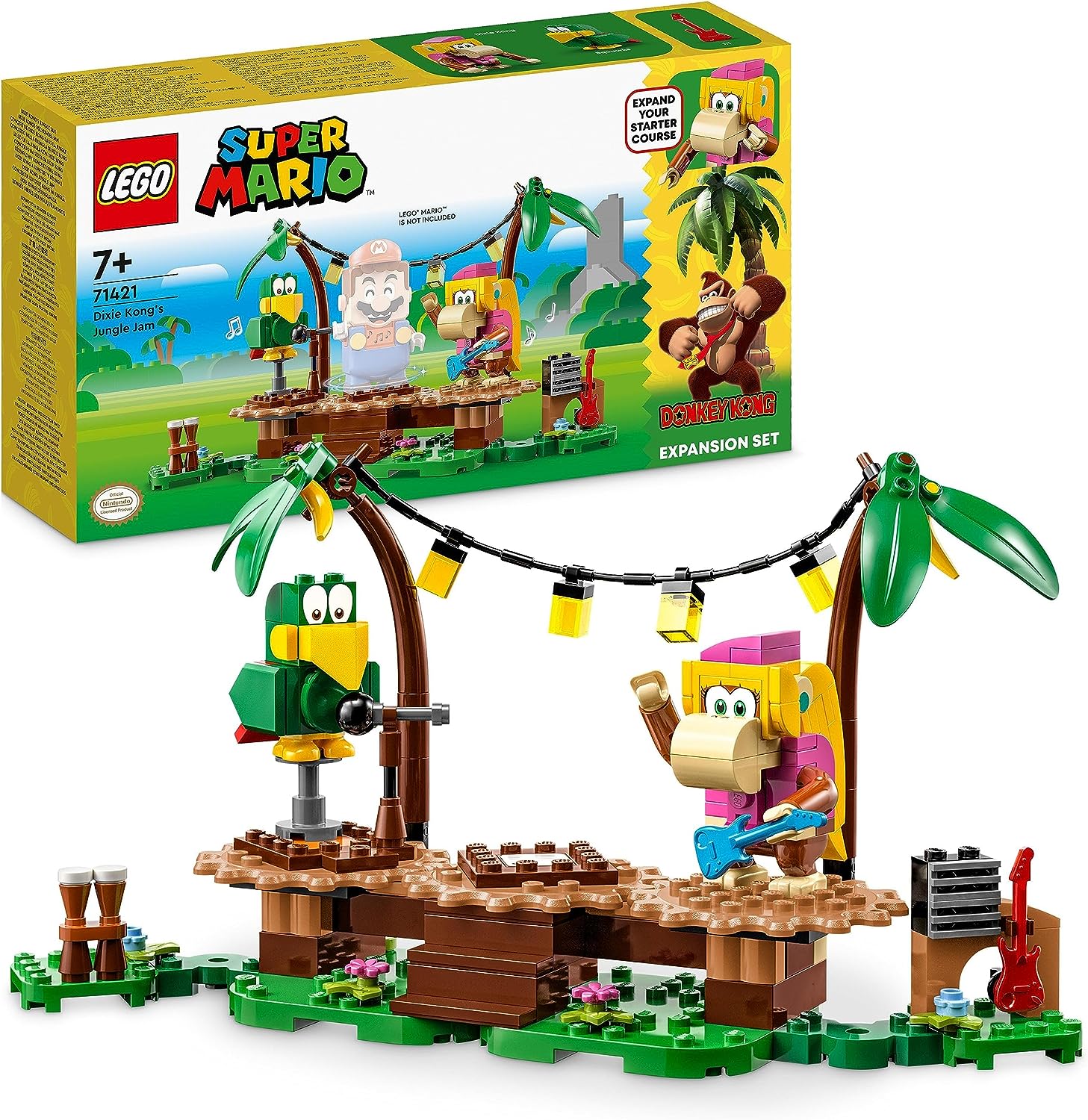 LEGO 71421 Super Mario Dixie Kongs Jungle Jam - Expansion Set with Dixie Kong and Parrot Sqwaks Figures, Toy to Combine with Starter Set