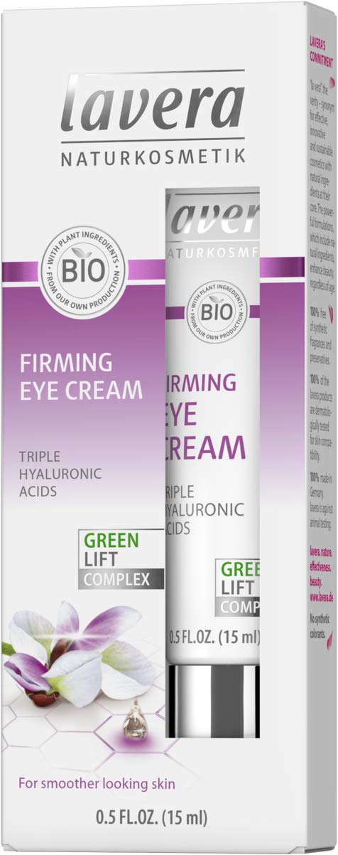 lavera Firming Eye Cream - Triple Hyaluronic Acid - Karanja Oil - Green Lift Complex - Skin Care - Vegan - Organic Plant Active Ingredients - Natural Cosmetics - Eye Care - 15 ml