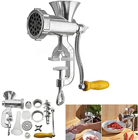 U/N Food grade meat grinder, stainless steel manual meat grinder, durable and easy to clean, convenient and fast, can prepare meat, pork, beef, fish and other meat.
