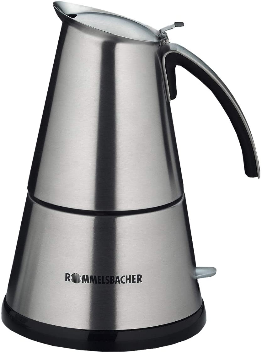 ROMMELSBACHER EKO 376 / G ElPresso cristallo - electric espresso maker / Schott DURAN glass / mocha stove with stainless steel filter element for 3 or 6 cups / 365 W / stainless steel, glass
