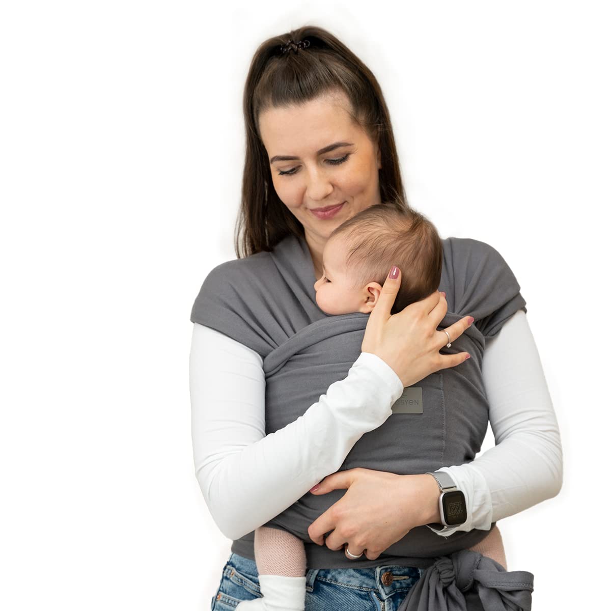 MABYEN Newborn Baby Carrier - Baby Carrier for Newborns from Birth - Elastic Baby Carrier with Practical Storage Bag - Strengthens the bond between you and your baby