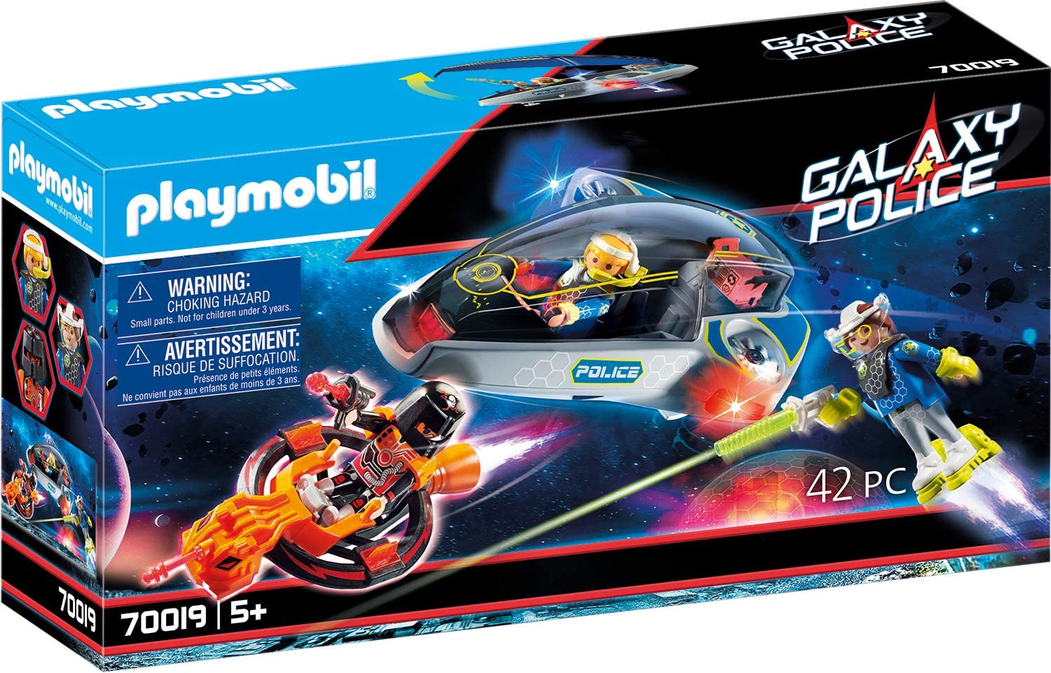 PLAYMOBIL Galaxy Police 70019 Police Glider with Light Effects from 5 Years