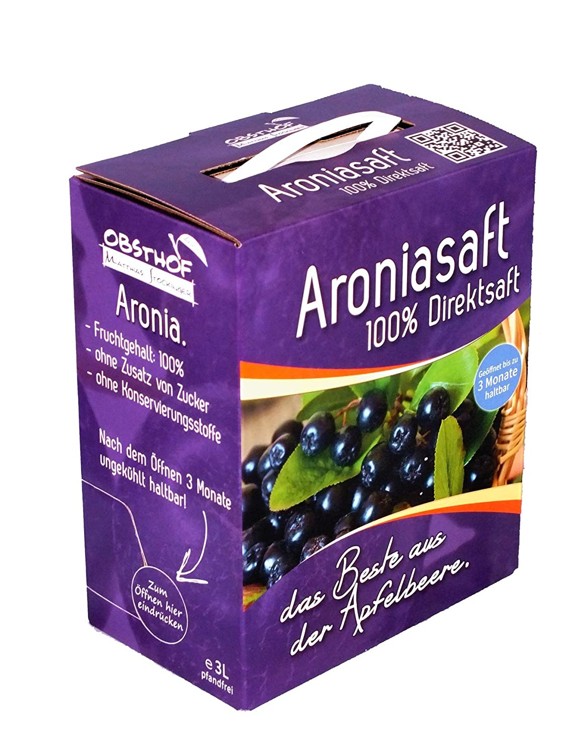 Aronia Muttersaft, 3 Liter Bag in Box, Aroniasaft